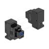 Delock - Snap-in-Modul (Keystone) - PD 20 W - USB, USB Typ-C - 1 USB-Anschluss, 1 USB-C socket - 3 A - Schwarz