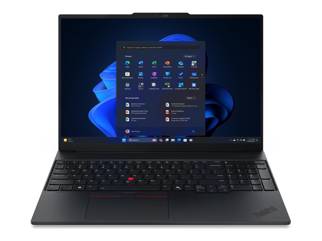 Lenovo ThinkPad E16 Gen 3 21ST - 180°-Scharnierdesign - AMD Ryzen 7 250 / 3.3 GHz - Win 11 Pro - Radeon 780M - 16 GB RAM - 512 GB SSD TCG Opal Encryption 2, NVMe - 40.6 cm (16") IPS 1920 x 1200 - Wi-Fi 6E, Bluetooth - Schwarz - kbd: Deutsch - mit 1 J