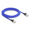 Delock RJ45 Netzwerkkabel mit Geflechtmantel Cat.6A U / FTP Slim 3 m blau