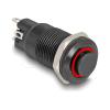Delock Druckschalter zum Einbau schwarz 12 mm 12 V 4 x Lötanschluss LED rot Ring