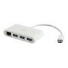 C2G USB C Ethernet and 3 Port USB Hub White - Hub - 3 Ports - Netzwerkadapter - USB-C - Gigabit Ethernet x 1 + USB 3.0 x 3 - weiß