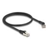 Delock RJ45 Netzwerkkabel Cat.8.1 S / FTP Stecker 45 grad nach rechts gewinkelt zu Stecker gerade bis 40 Gbps 0,5 m schwarz