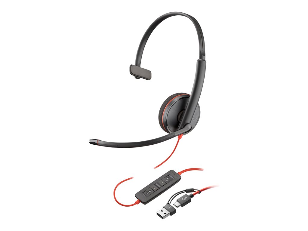 Poly Blackwire 3210 - Blackwire 3200 Series - Headset - On-Ear - kabelgebunden - USB-C - Schwarz - UC-zertifiziert, Zertifiziert für Skype für Unternehmen, Cisco Jabber Certified, Avaya Certified - Replaces Poly SKU 209748-22