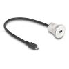 Delock USB 2.0 Micro-B Einbaubuchse mit Kabelpeitsche Stecker 30 cm Aluminium