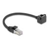 Delock Netzwerk Verlängerungskabel RJ45 Stecker zu RJ45 Buchse 90 grad gewinkelt Cat.6 F / UTP 0,25 m schwarz