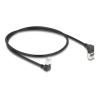 Delock - Patch-Kabel - RJ-45 (M) nach oben angewinkelt zu RJ-45 (M) nach unten abgewinkelt - 50 cm - 4.5 mm - S / FTP - CAT 6a - halogenfrei, geformt - Schwarz