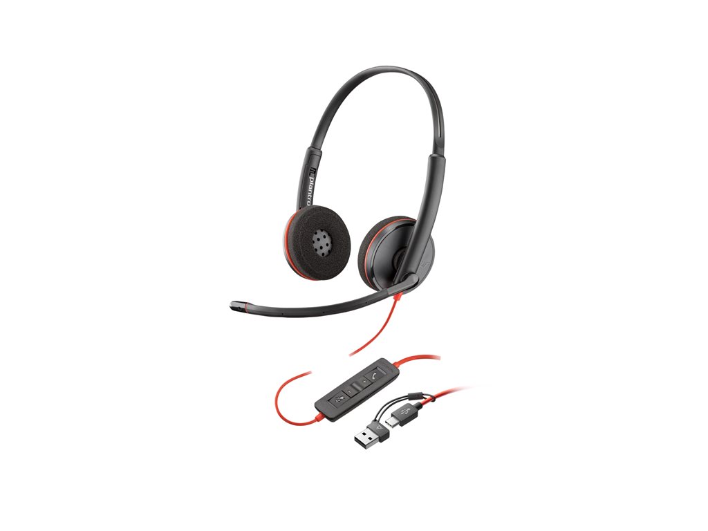 Poly Blackwire 3225 - Blackwire 3200 Series - Headset - On-Ear - kabelgebunden - 3,5 mm Stecker, USB-C - Schwarz - Zertifiziert für Skype für Unternehmen, Cisco Jabber Certified, Avaya Certified, UC-zertifiziert - Replaces Poly SKU 209751-22