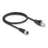Delock - Netzwerkkabel - M12 (4-polig) (W) zu RJ-45 (M) - 50 cm - 5 mm - S / FTP - CAT 5e - ohne Haken - Schwarz