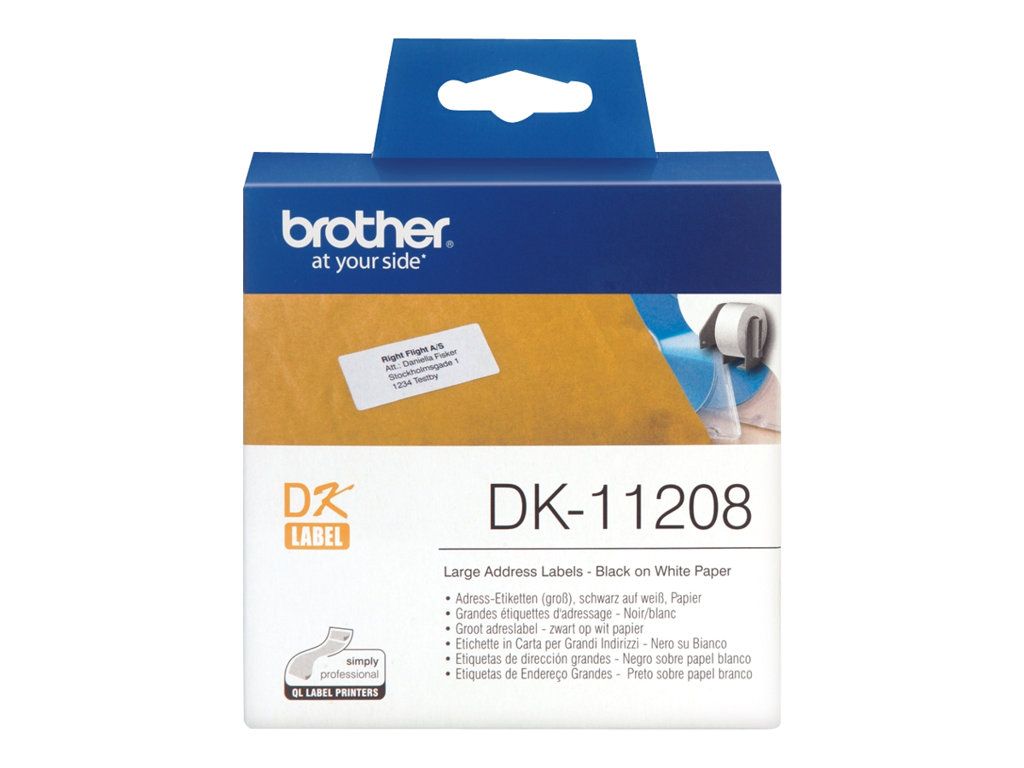 Brother DK-11208 - Schwarz auf Weiß - 400 Adressetiketten - für Brother QL-1050, QL-500, QL-550, QL-560, QL-570, QL-650, QL-710, QL-720, QL-820