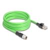 Delock M12 Kabel X-kodiert 8 Pin Stecker zu RJ45 Stecker PUR (TPU) 5 m