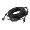 In-Line-Booster auf halber Strecke des Kabels - vergoldete Anschlüsse - Ferritkerne an beiden Enden - Bandbreite 480 Mbps - USB-A (m) zu USB-B (m) - Durchmesser 4,8 mm - 28+24 AWG - 10 m - schwarz