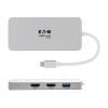 Eaton Tripp Lite Series USB C Docking Station w / USB-A Hub, 2x HDMI, VGA, PD Charging 1080p @ 60 Hz, Silver USB Type C, USB-C, USB Type-C Thunderbolt 3 Compatible - Dockingstation - USB-C 3.1 / Thunderbolt 3 - VGA, 2 x HDMI