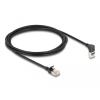 Delock - Netzwerkkabel - RJ-45 (M) nach oben angewinkelt zu RJ-45 (M) gerade - 2 m - 4.5 mm - S / FTP - CAT 6a - geschirmt, halogenfrei - Schwarz