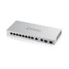 Zyxel XGS1010-12 - V2 - Switch - managed - 8 x 10 / 100 / 1000 + 2 x 100 / 1000 / 2.5G + 2 x 1 Gigabit / 10 Gigabit SFP+ (Uplink) - Desktop, wandmontierbar