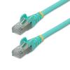 StarTech.com 5m CAT6a Ethernet Cable - Aqua - Low Smoke Zero Halogen (LSZH) - 10GbE 500MHz 100W PoE++ Snagless RJ-45 w / Strain Reliefs S / FTP Network Patch Cord - Patch-Kabel - RJ-45 (M) zu RJ-45 (M) - 5 m - S / FTP - CAT 6a - IEEE 802.3bt - ohne Haken,