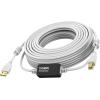 In-Line-Booster auf halber Strecke des Kabels - vergoldete Anschlüsse - Ferritkerne an beiden Enden - Bandbreite 480 Mbps - USB-A (m) zu USB-B (m) - Durchmesser 4,8 mm - 28+24 AWG - 15 m - weiß