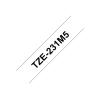 Brother TZe-231 - Klebstoff - Schwarz auf Weiß - Rolle (1,2 cm x 8 m) 1 Kassette(n) laminiertes Band (Packung mit 5) - für P-Touch PT-1010, 1090, 1230, 1280, 1290, 1880, 1950, 2100, 2430, 2700, 3600, 7100, 9500