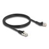 Delock RJ45 Netzwerkkabel Cat.6A S / FTP Stecker 45 grad nach links gewinkelt zu Stecker gerade 1 m schwarz