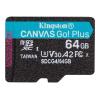 Kingston Canvas Go! Plus - Flash-Speicherkarte - 64 GB - A2 / Video Class V30 / UHS-I U3 / Class10 - microSDXC UHS-I