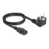 Delock Netzkabel PC Schutzkontaktstecker CEE 7 / 7 90 grad gewinkelt auf C13 Buchse, 1 m, 3 x 1,00 mm² schwarz