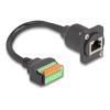 Delock D-Typ Kabel RJ45 Buchse zu Terminalblock mit Drucktaster Cat.5e schwarz 30 cm
