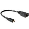 Delock High Speed HDMI with Ethernet - HDMI-Adapter - 19 pin micro HDMI Type D männlich zu HDMI weiblich - 23 cm - Schwarz
