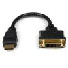 StarTech.com HDMI auf DVI Adapter 20cm -  DVI-D (25 pin) (Buchse) zu HDMI (19 pin) (Stecker) - Monitor Dongle Adapterkabel - Videoadapter - HDMI männlich zu DVI-D weiblich - 20.32 cm - abgeschirmt - Schwarz - für P / N: BNDDKT30CAHV, CDP2DVIMM2MB, DKT3