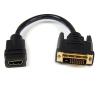 StarTech.com HDMI auf DVI Adapter 20cm - DVI-D (25 pin) (Stecker) zu HDMI (19 pin) (Buchse) - Monitor Dongle Adapterkabel - Videoadapter - HDMI weiblich zu DVI-D männlich - 20.32 cm - abgeschirmt - Schwarz - für P / N: CDP2HDMM2MB, DP2HDMM2MB, HDDVIMM3