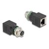 Delock - Netzwerkadapter - M12 (4-polig) (W) zu RJ-45 (W) - CAT 5e - IP67 - Schwarz