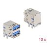 Delock - USB-Anschluss - 2 x 9-polige USB Typ A (W) 90° PCB - 30 V - 1.8 A (Packung mit 10)