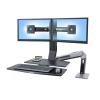 Ergotron WorkFit-A Dual Workstation With Worksurface - Stehender Tischwandler - Polished Aluminum, Schwarz