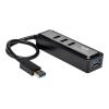 Eaton Tripp Lite series Portable 4-Port USB 3.0 SuperSpeed Mini Hub with Built In Cable - Hub - 4 x SuperSpeed USB 3.0 - Desktop