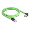 Delock - Patch-Kabel - RJ-45 (M) gerade, ohne Haken zu RJ-45 (M) nach unten abgewinkelt - 1 m - 6.8 mm - SF / UTP - CAT 6a - grün