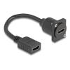 Delock - HDMI-Verlängerungskabel - HDMI weiblich zu HDMI weiblich schraubbar - 20 cm - Schwarz - unterstützt 4K 60 Hz (3840 x 2160)