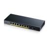 Zyxel GS1100-10HP - Switch - unmanaged - 8 x 10 / 100 / 1000 (PoE+) + 2 x Gigabit SFP - Desktop, wandmontierbar - PoE+ (130 W)