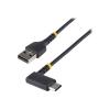 StarTech.com 30 cm USB-A Auf USB-C Ladekabel - USB-C Winkelstecker - 3A - USB-Kabel - USB (M) gerade zu 24 pin USB-C (M) rechtwinklig - Thunderbolt 3 / USB 2.0 - 3 A - 30 cm - Schwarz