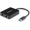 StarTech.com USB 3.0 SuperSpeed auf Dual Port Gigabit Ethernet LAN Adapter - 10 / 100 / 1000 NIC Netzwerkadapter mit USB-Port - Schwarz - Netzwerkadapter - USB 3.0 - 1GbE - 1000Base-T - 2 Anschlüsse - Schwarz