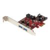 StarTech.com 4 Port USB 3.0 PCI Express-Karte - 2 Externe und 2 Interne mit SATA Power - PCIe SuperSpeed Schnittstellenkarte - USB-Adapter - PCIe 2.0 Low-Profile - USB 3.0 x 4 - für P / N: ST1030USBM, ST7300USBME