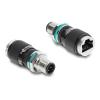 Delock - Netzwerkadapter - 4-polig M12-D (M) zu RJ-45 (W) - CAT 5e - D-kodiert - Schwarz