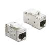 Delock Keystone Modul Kupplung RJ45 Buchse zu RJ45 Buchse Cat.6A Metall silber / weiß