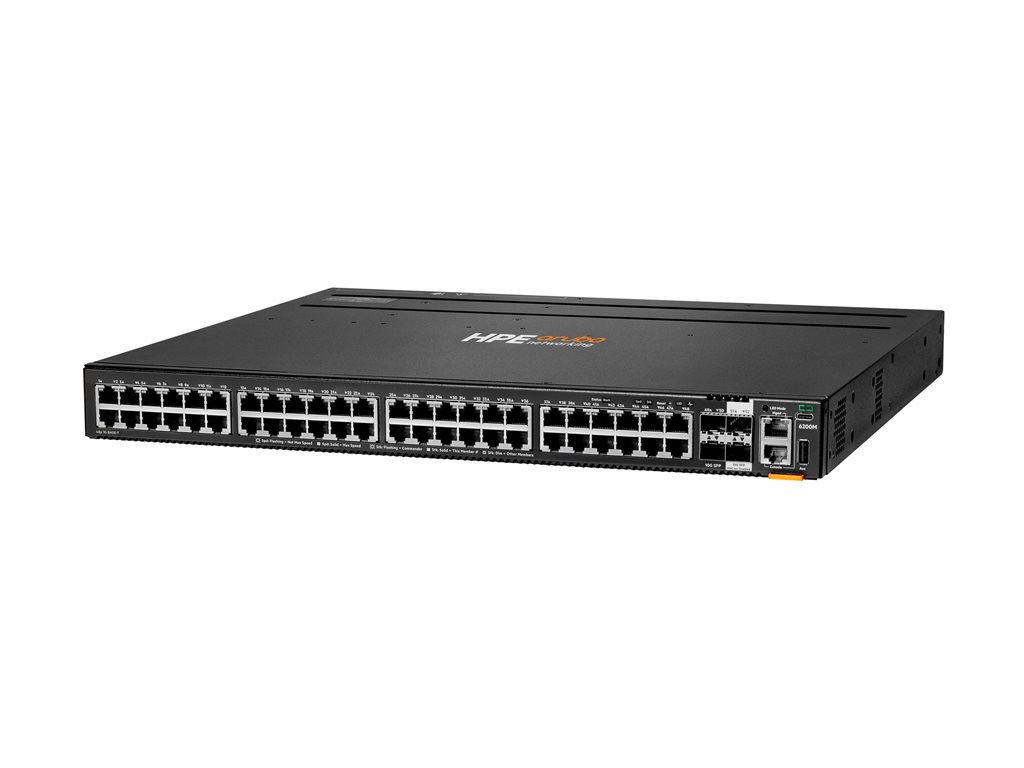HPE Aruba 6200M 48G 4SFP+ Switch - Switch - max. Stapelentfernung 10 km - L3 - managed - 48 x 10 / 100 / 1000 + 4 x 1 Gigabit / 10 Gigabit SFP+ (Uplink / Stacking) - von vorne und von Seite zu hinten - an Rack montierbar - BTO