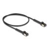 Delock - Patch-Kabel - RJ-45 (M) neigbar bis zu 60° zu RJ-45 (M) neigbar bis zu 60° - 50 cm - 3.8 mm - U / FTP - CAT 6a - schmal, ohne Haken, halogenfrei, geschirmt - Schwarz