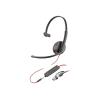 Poly Blackwire 3215 - Blackwire 3200 Series - Headset - On-Ear - kabelgebunden - 3,5 mm Stecker, USB-C - Schwarz - Zertifiziert für Skype für Unternehmen, Avaya Certified, Cisco Jabber Certified, UC-zertifiziert - Replaces Poly SKU 209750-101