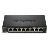 Switch / D-Link DGS-108 / E / unmanaged / 8x 10 / 100 / 1000TX / IEEE 802.3x Flow-Control / IEEE 802.3az EEE kompatibel / ohne Lüfter / schwarzes Metallgehäuse / Kensington Sicherheits-Slot / ext. Netzteil