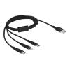 Delock - Lightning-Kabel, nur zum Aufladen - USB männlich zu Micro-USB Typ B, Lightning, USB-C männlich - 1 m - Schwarz