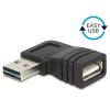 Delock Adapter EASY-USB 2.0-A male > USB 2.0-A female angled left / right - Gender Changer USB - USB (W) zu USB (M) - 90° Stecker - Schwarz