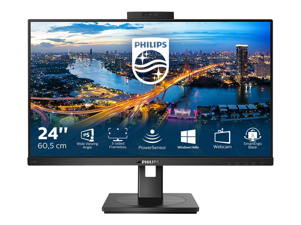 Philips 242B1H - LED-Monitor - 61 cm (24") - 1920 x 1080 Full HD (1080p) @ 75 Hz - IPS - 250 cd / m² - 1000:1 - 4 ms - HDMI, DVI-D, VGA, DisplayPort - Lautsprecher - Black Texture