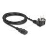 Delock Netzkabel PC Schutzkontaktstecker CEE 7 / 7 90 grad gewinkelt auf C13 Buchse, 2 m, 3 x 1,00 mm² schwarz