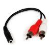 StarTech.com 15cm Audio Kabel 3,5mm Klinke auf 2x Cinch (Buchse / Stecker) - Klinkenstecker / RCA Y-Kabel mit 3,5mm Klinke und 2 RCA / Cinch - Audiokabel - RCA x 2 männlich zu mini-phone stereo 3.5 mm weiblich - 15.24 cm - Schwarz - für P / N: MU15MMS, MU