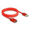 Delock DisplayPort Verlängerungskabel 8K 60 Hz 2 m rot Metall ohne Einrastfunktion